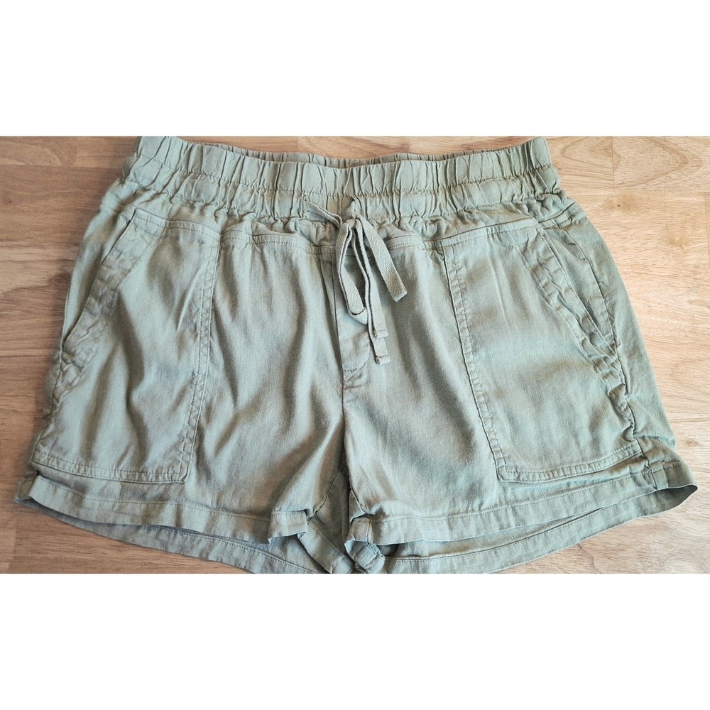 Kut From the Kloth Christina Shorts Womens M  Green Linen Drawstring Boho Beachy
